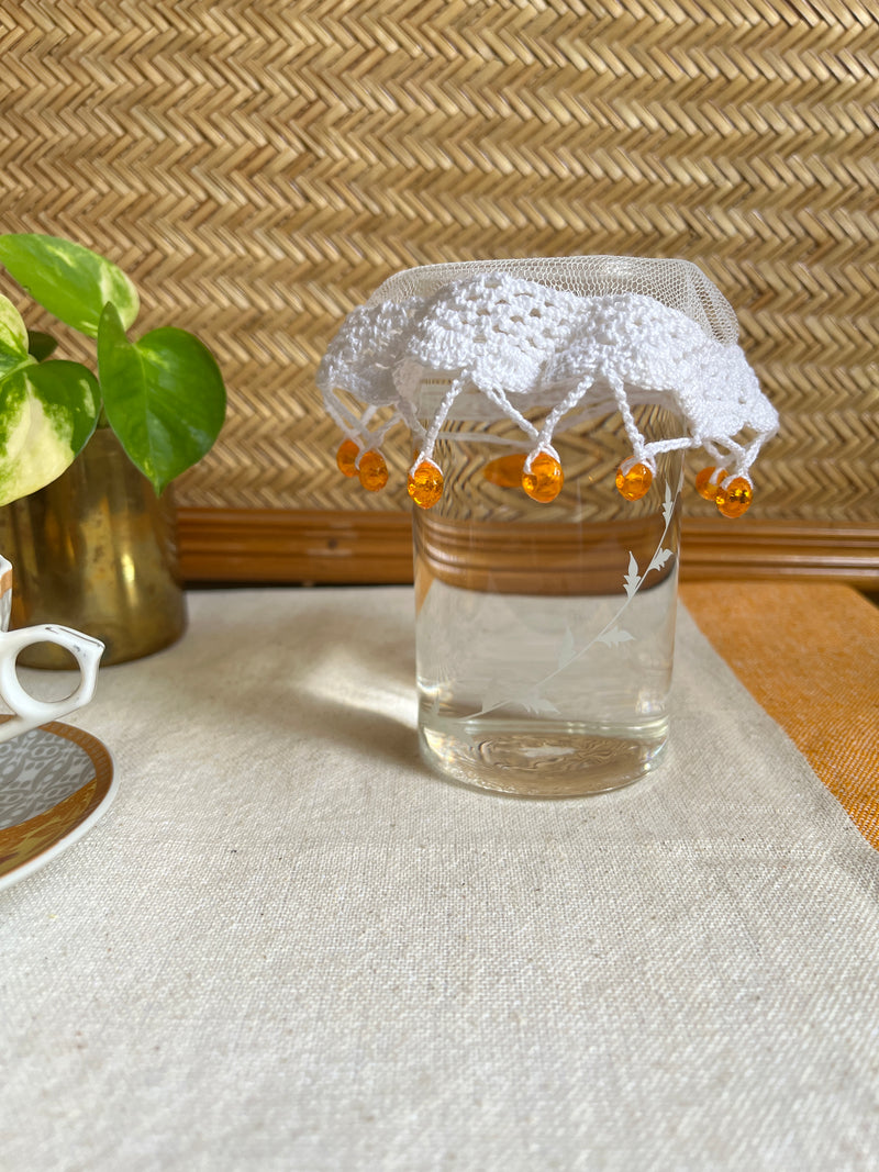 Glass cover vintage inspired beaded crochet cover,Protective Drink Cover
