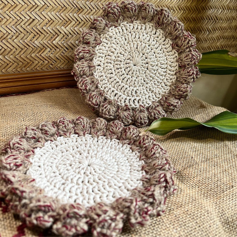 Crochet Pattern - Puffy Coaster, Set of 2 patterns