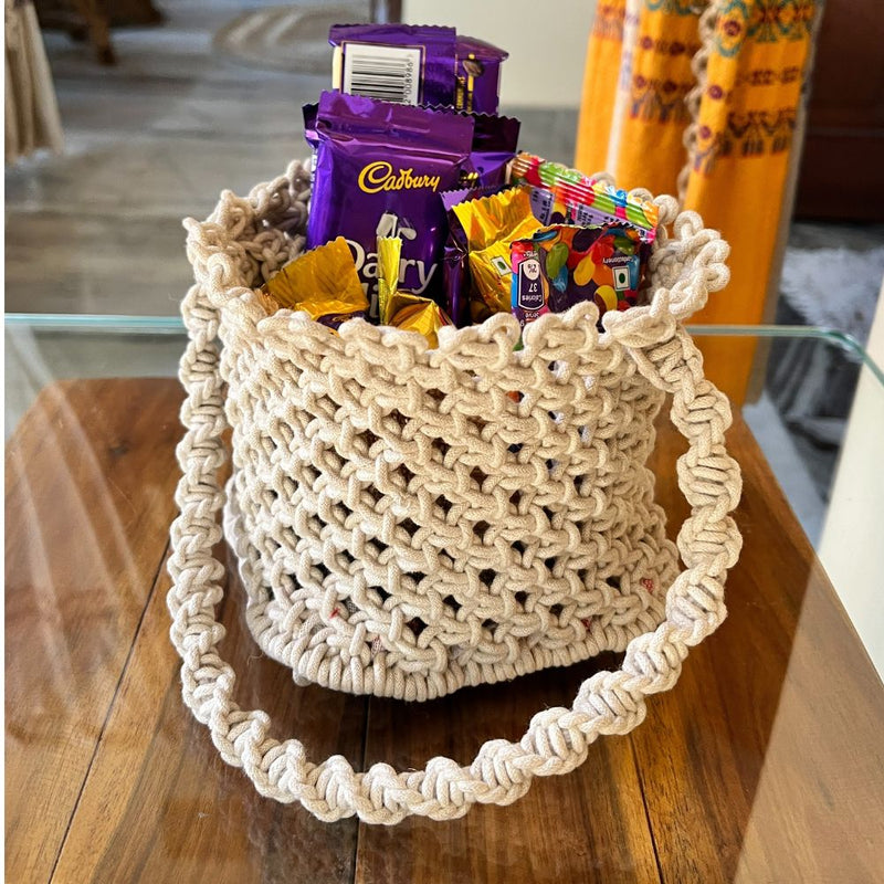 Handmade Macrame Basket | Plant Pot Cozy | Boho Home Decor
