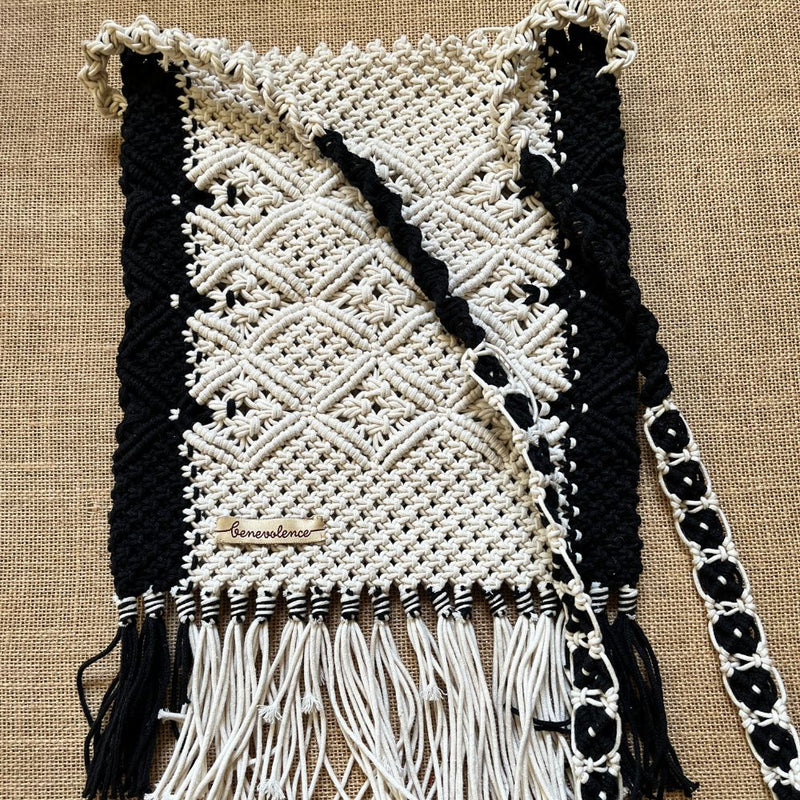 vintage macrame purse  – Boho Cotton Sling, Canvas Backpack, Summer Travel Beach Gift for Women