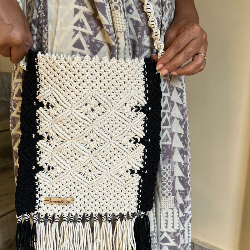 vintage macrame purse  – Boho Cotton Sling, Canvas Backpack, Summer Travel Beach Gift for Women